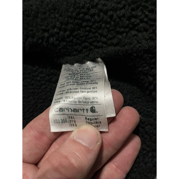 VTG Carhartt Canvas Sherpa Lined Full Zip Vest Moss Black Men’s 3XL Distressed - Picture 6 of 12